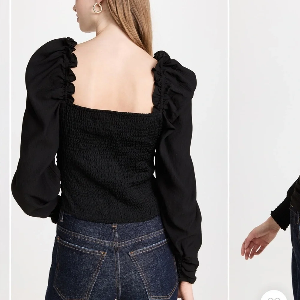 ASTR The Label Women's Puff Sleeve Square Neck Top Size XS‎ Black